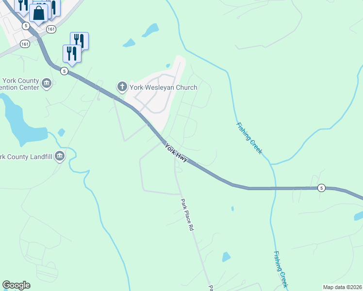 map of restaurants, bars, coffee shops, grocery stores, and more near 1994 York Highway in York