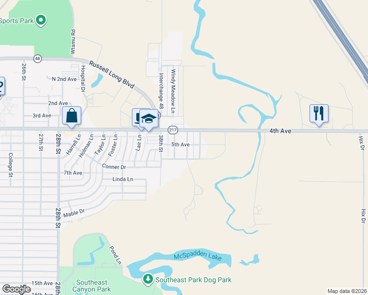 map of restaurants, bars, coffee shops, grocery stores, and more near 500 Palo Duro Drive in Canyon