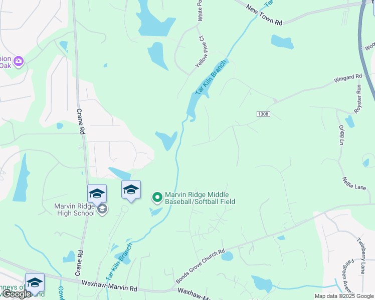 map of restaurants, bars, coffee shops, grocery stores, and more near 8835 Wingard Road in Waxhaw