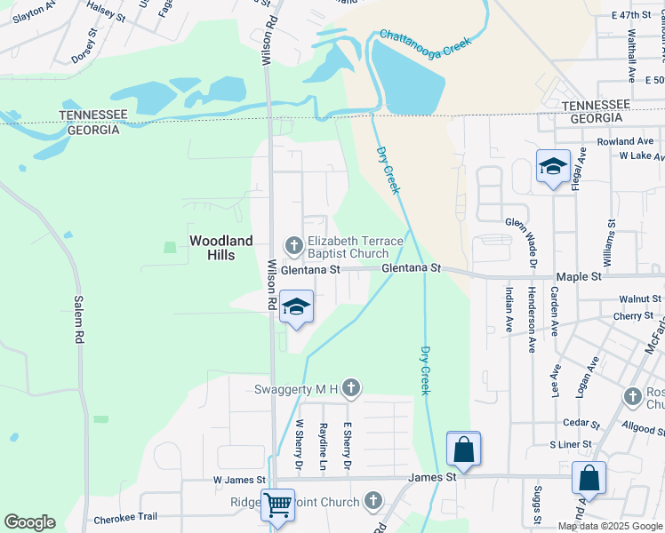 map of restaurants, bars, coffee shops, grocery stores, and more near 61 Charlsie Trail in Rossville
