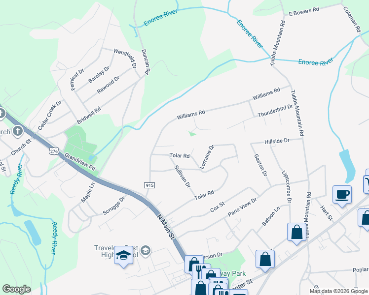 map of restaurants, bars, coffee shops, grocery stores, and more near 420 Tolar Road in Travelers Rest