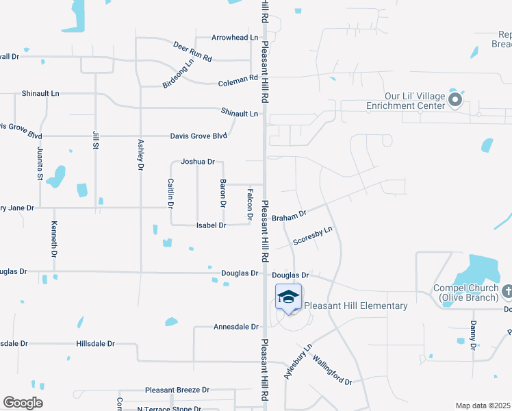 map of restaurants, bars, coffee shops, grocery stores, and more near 8093 Falcon Drive in Olive Branch