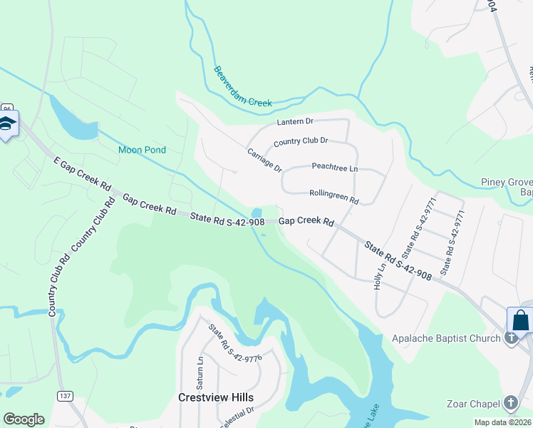 map of restaurants, bars, coffee shops, grocery stores, and more near 2116 Gap Creek Road in Greer