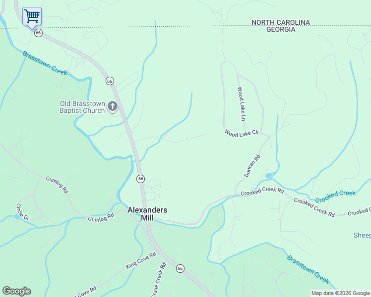 map of restaurants, bars, coffee shops, grocery stores, and more near 2110 Brasstown Lane in Young Harris