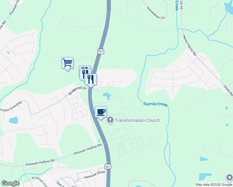 map of restaurants, bars, coffee shops, grocery stores, and more near 9124 Charlotte Highway in Fort Mill