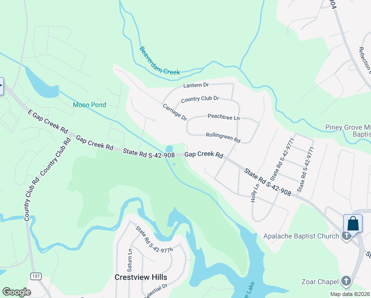 map of restaurants, bars, coffee shops, grocery stores, and more near 2116 Gap Creek Road in Greer