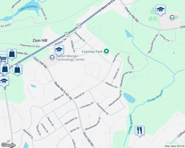 map of restaurants, bars, coffee shops, grocery stores, and more near 135 Shelton Drive in Spartanburg