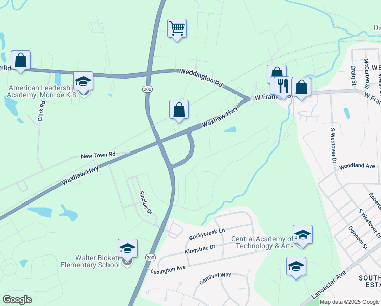 map of restaurants, bars, coffee shops, grocery stores, and more near State Road 3514 in Monroe