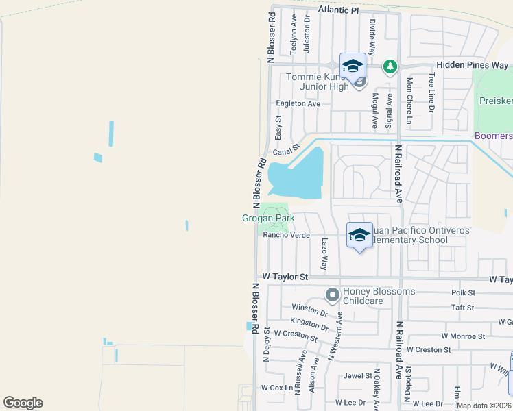 map of restaurants, bars, coffee shops, grocery stores, and more near North Blosser Road in Santa Maria