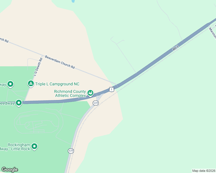 map of restaurants, bars, coffee shops, grocery stores, and more near 119 Beaverdam Church Road in Marston