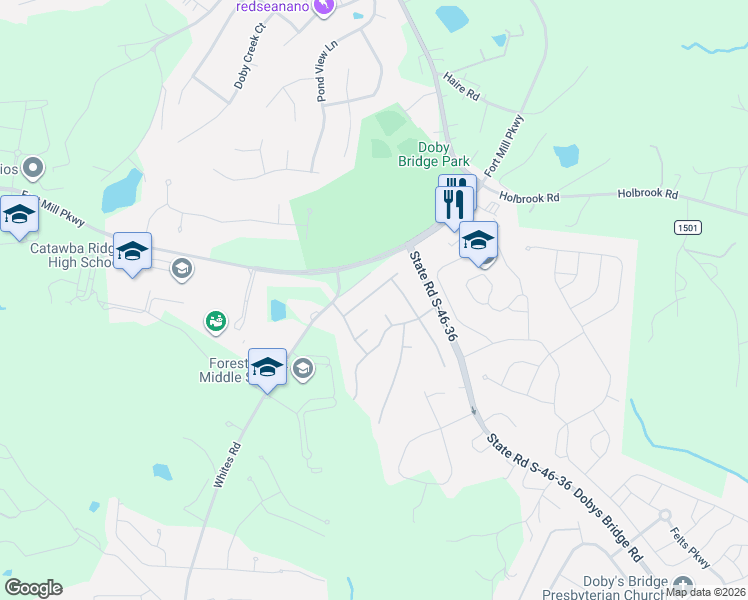 map of restaurants, bars, coffee shops, grocery stores, and more near 810 Ultegra Court in Fort Mill