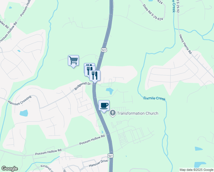 map of restaurants, bars, coffee shops, grocery stores, and more near 6039 Mason Creek Circle in Indian Land