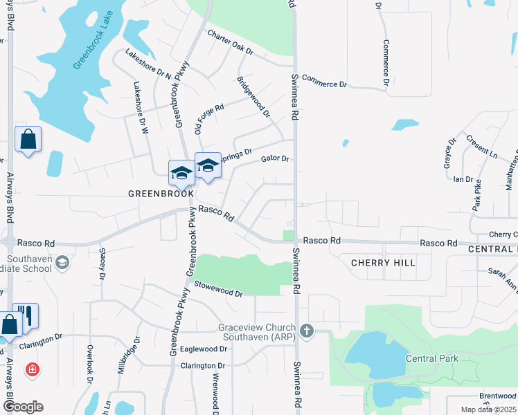 map of restaurants, bars, coffee shops, grocery stores, and more near 8119 Longbranch Drive in Southaven