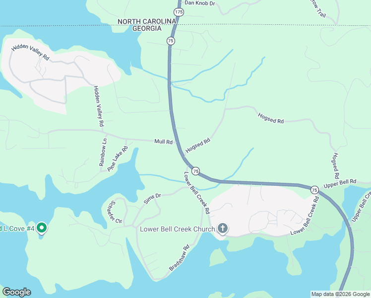 map of restaurants, bars, coffee shops, grocery stores, and more near 195 Hogsed Road in Hiawassee