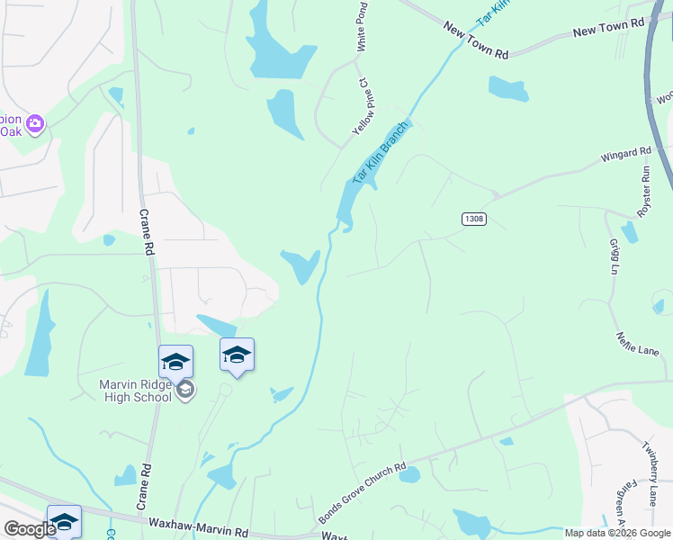 map of restaurants, bars, coffee shops, grocery stores, and more near 8835 Wingard Road in Waxhaw