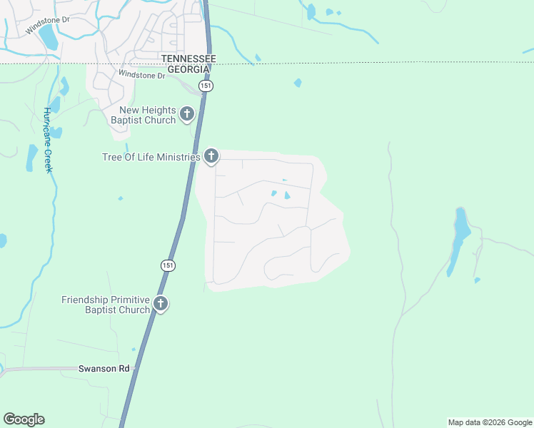 map of restaurants, bars, coffee shops, grocery stores, and more near 21 Crane Lane in Ringgold