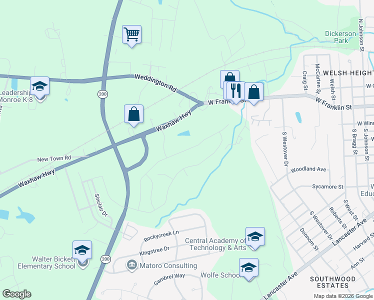 map of restaurants, bars, coffee shops, grocery stores, and more near 2017 Waxhaw Highway in Monroe