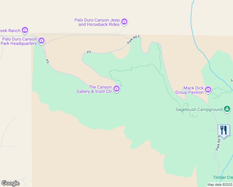 map of restaurants, bars, coffee shops, grocery stores, and more near State Highway Park Road 5 in Canyon