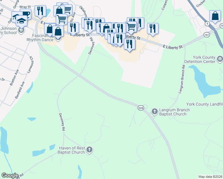 map of restaurants, bars, coffee shops, grocery stores, and more near 1370 McFarland Road in York