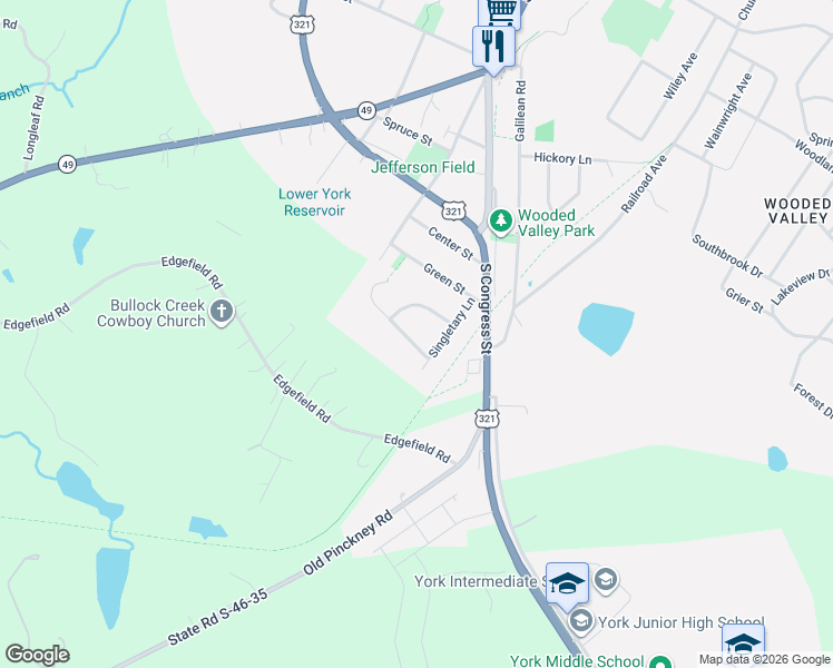 map of restaurants, bars, coffee shops, grocery stores, and more near 424 Merrygo Drive in York