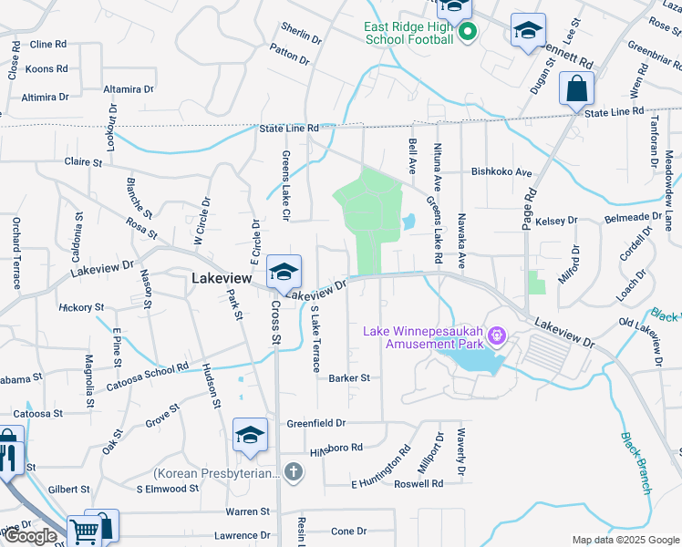 map of restaurants, bars, coffee shops, grocery stores, and more near 60 North Center Street in Rossville