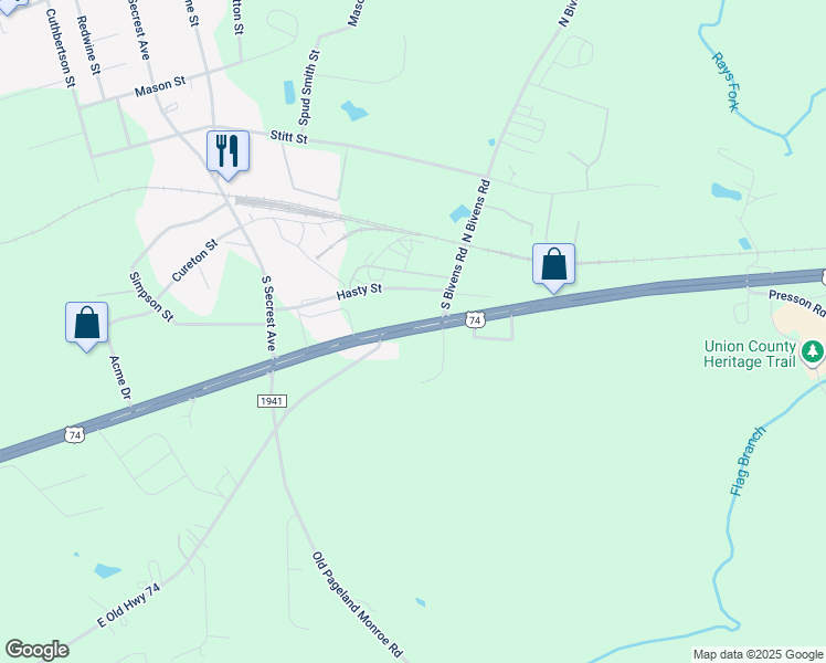 map of restaurants, bars, coffee shops, grocery stores, and more near 2118 East Roosevelt Boulevard in Monroe