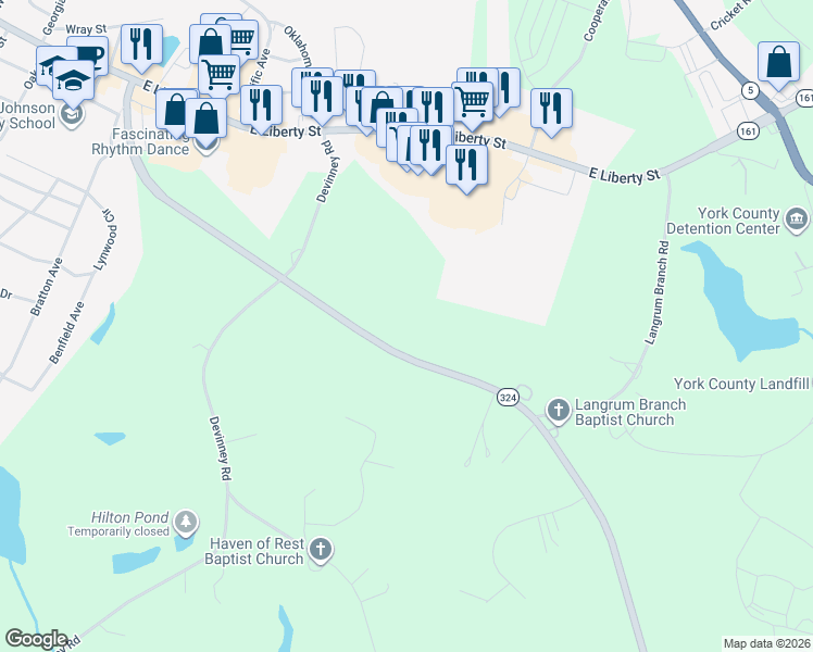 map of restaurants, bars, coffee shops, grocery stores, and more near 1370 McFarland Road in York