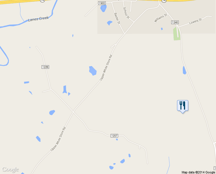 map of restaurants, bars, coffee shops, grocery stores, and more near 843 Upper White Store Road in Peachland