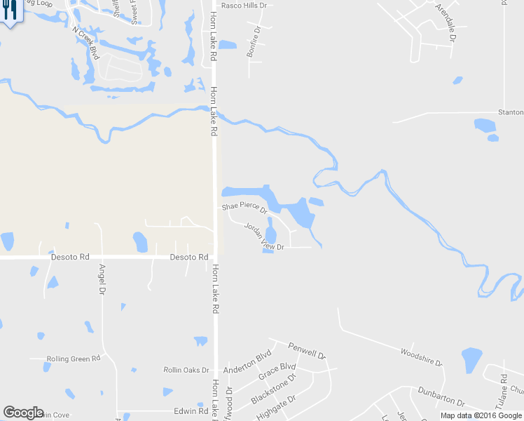 map of restaurants, bars, coffee shops, grocery stores, and more near Shae Pierce Drive in Southaven