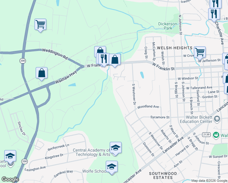 map of restaurants, bars, coffee shops, grocery stores, and more near 304 Stevens Street in Monroe