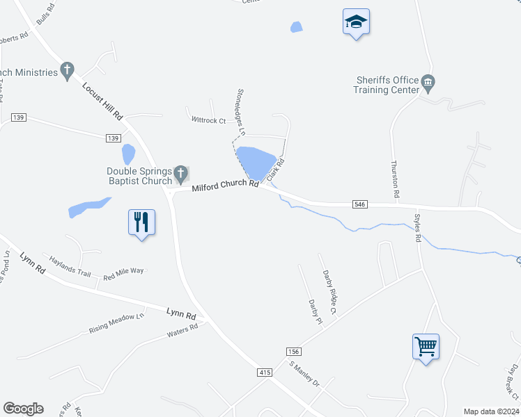 map of restaurants, bars, coffee shops, grocery stores, and more near 60 Milford Church Road in Taylors