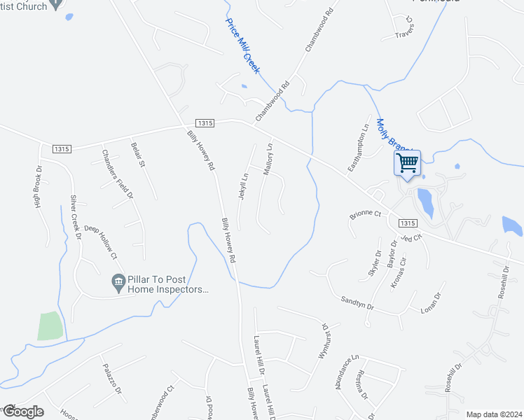 map of restaurants, bars, coffee shops, grocery stores, and more near 1319 Mallory Lane in Waxhaw