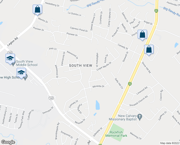 map of restaurants, bars, coffee shops, grocery stores, and more near 3008 Piney Mountain Drive in Hope Mills