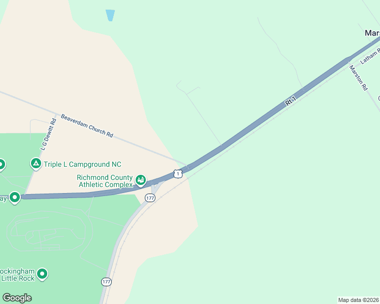 map of restaurants, bars, coffee shops, grocery stores, and more near 119 Beaverdam Church Road in Marston