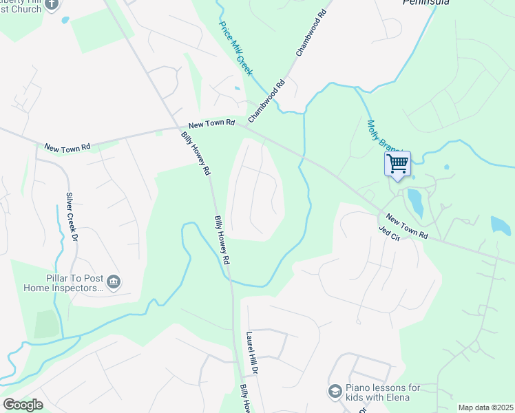 map of restaurants, bars, coffee shops, grocery stores, and more near 1317 Mallory Lane in Waxhaw