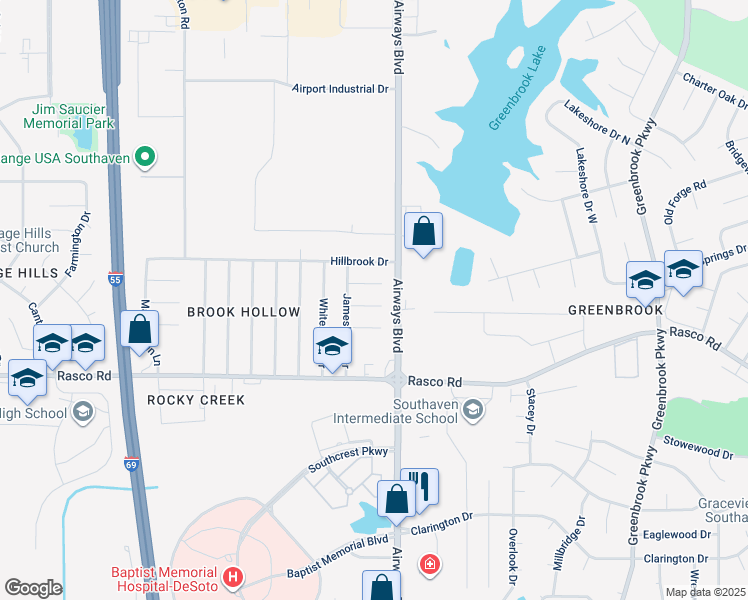 map of restaurants, bars, coffee shops, grocery stores, and more near 62 Pepperbrook Cove in Southaven