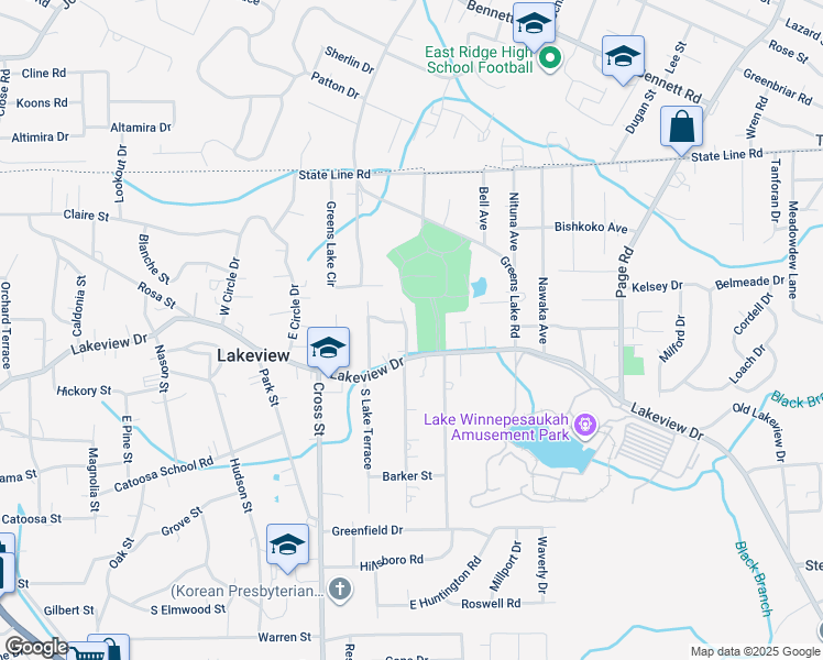 map of restaurants, bars, coffee shops, grocery stores, and more near 60 North Center Street in Rossville
