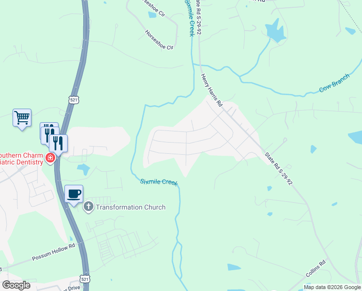 map of restaurants, bars, coffee shops, grocery stores, and more near 7087 Messina Road in Indian Land
