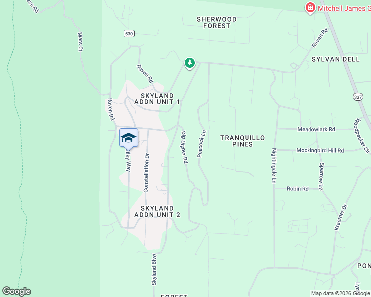 map of restaurants, bars, coffee shops, grocery stores, and more near 43 Big Dipper Road in Tijeras