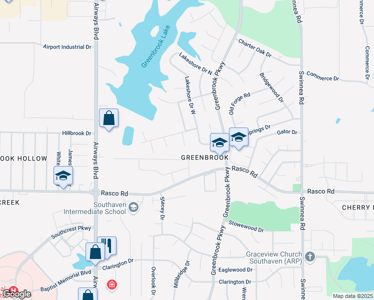 map of restaurants, bars, coffee shops, grocery stores, and more near 8236 Todd Cove in Southaven