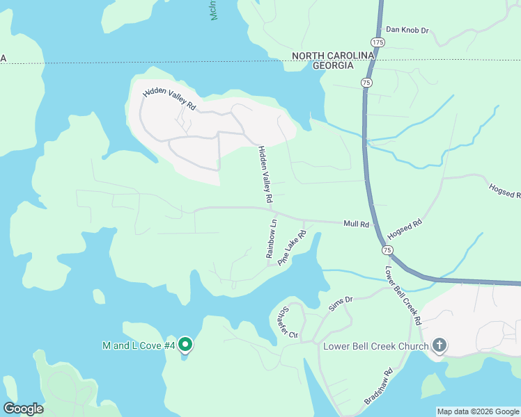 map of restaurants, bars, coffee shops, grocery stores, and more near 710 Mull Road in Hiawassee
