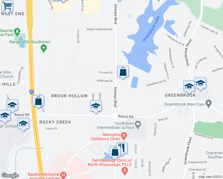 map of restaurants, bars, coffee shops, grocery stores, and more near 41 Torbrook Cove in Southaven
