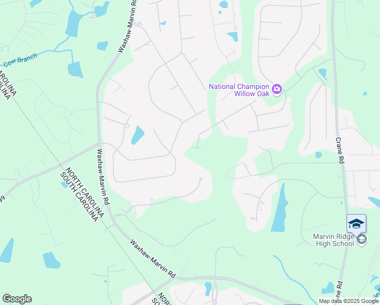 map of restaurants, bars, coffee shops, grocery stores, and more near 1828 Funny Cide Drive in Marvin