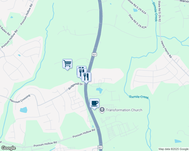 map of restaurants, bars, coffee shops, grocery stores, and more near 4020 Ashby Lane in Indian Land