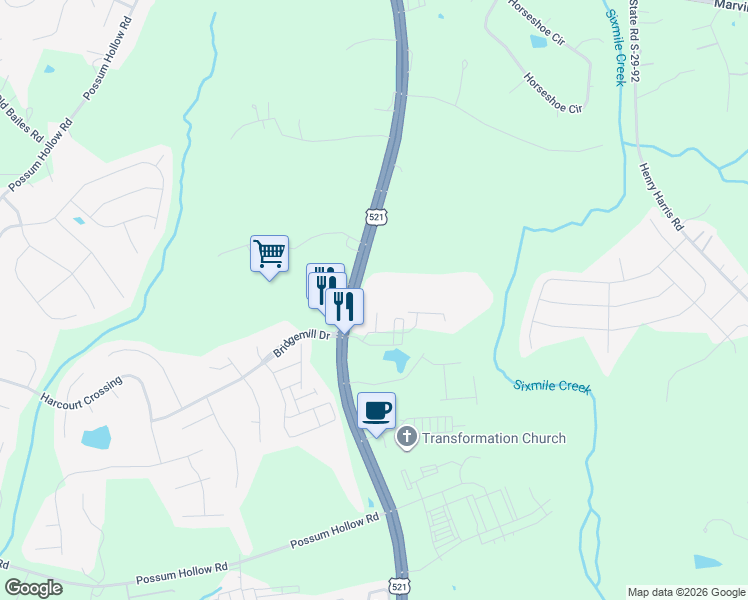 map of restaurants, bars, coffee shops, grocery stores, and more near 4024 Ashby Lane in Indian Land