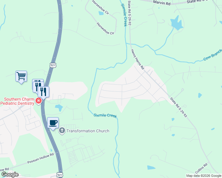 map of restaurants, bars, coffee shops, grocery stores, and more near 7087 Messina Road in Indian Land