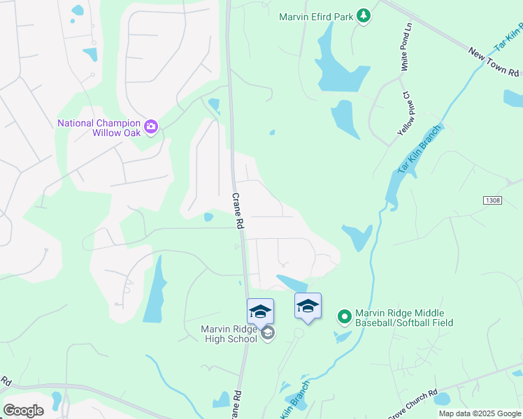 map of restaurants, bars, coffee shops, grocery stores, and more near 2907 Meherrin Court in Waxhaw