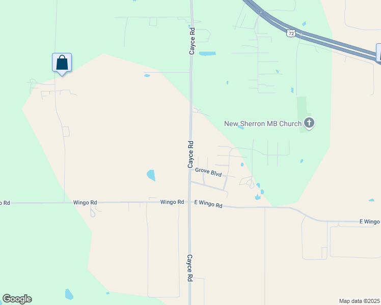 map of restaurants, bars, coffee shops, grocery stores, and more near 4832 Cayce Road in Byhalia