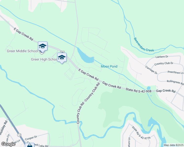map of restaurants, bars, coffee shops, grocery stores, and more near 2951 East Gap Creek Road in Greer