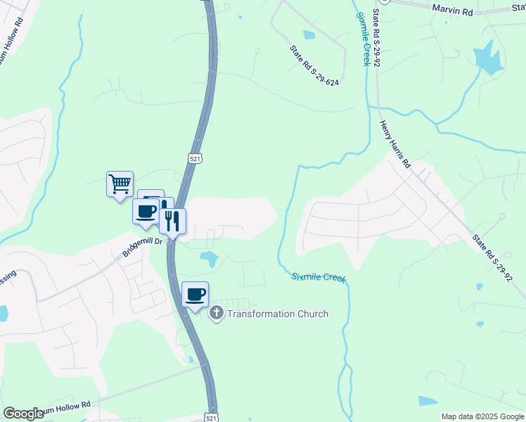 map of restaurants, bars, coffee shops, grocery stores, and more near 8090 Kennet Lane in Fort Mill